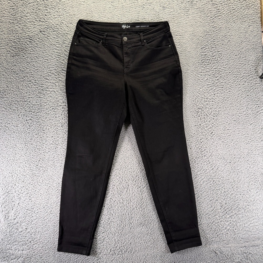 Style&Co. Jeans Women's 12 Black Cotton Denim Skinny Curvy Streetwear Stretch